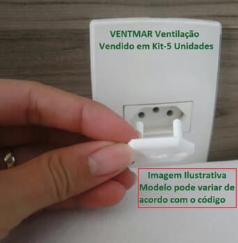 Protetor de Tomada Eletrica Branco Plastico Retangular Encaixe Modelo Novo Padrao NBR Kit c/5Unidades - Tampa Protetora de Tomada Evite Choques