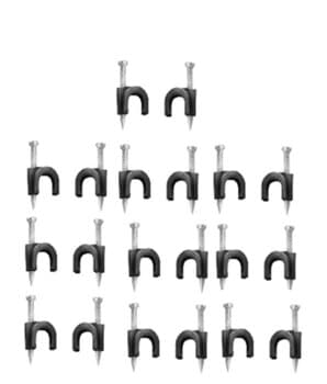 TRAVA PLÁSTICA COM PREGO KIT COM 20 UNIDADES - GRAMPO P/CABO DE 6,0MM - GRAMPO P/FIXAR CABO COAXIAL CABO DE ANTENA