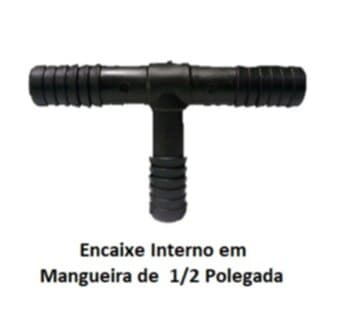 Adaptador Nipel Conexăo em Tę Interno Plástico cor Preta - Encaixe para Magueira de 1/2 polegadas