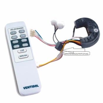 CONTROLE REMOTO P/VENTILADOR DE TETO VENTISOL 110V KIT CR0394 MÓDULO RECEPTOR + MÓDULO TRANSMISSOR + CAP.002,5UF
