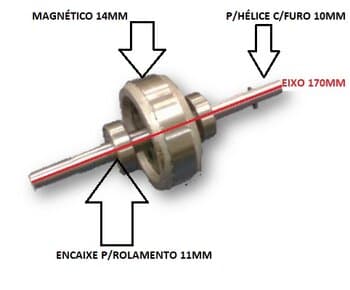 ROTOR DO MOTOR VENTILADOR ARGE STYLO TWISTER 50CM - C/EIXO ENCAIXE DA HÉLICE 10,0MM/11,0MM - C/ROL-6201 ŔREA DO CONTATO MAGNÉTICO 14MM C/PINO TRAVA