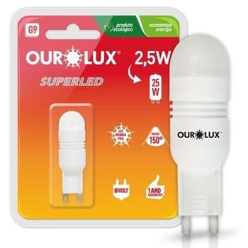 LAMPADA P/VENTILADOR DE TETO SPIRIT 203 / 303 - ALISEU SMART - LATINA AIR - LAMPADA LED BI-PINO G9 BIVOLTS 2,5W 6.500K LUZ BRANCA
