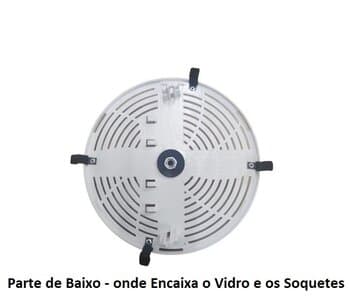 PLAFONIER P/GLOBO TERRAL VENTILADOR DE TETO ALISEU BRANCO - SUPORTE DA CÚPULA DE VIDRO C/4-PINÇAS+NIPEL DE FIXAÇĂO - SEM SOQUETE