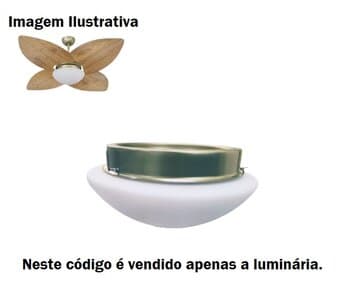 LUMINÁRIA PLAFON P/VENTILADOR DE TETO VOLARE VR42 BASE SUPORTE METAL COR GOLD - VIDRO FOSCO ENCAIXE 225MM - C/2-SOQUETES E27