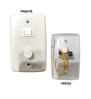 CHAVE P/EXAUSTOR / VENTILADOR DE TETO 1-TECLA LIGA/DESLIGA+REVERSĂO CONTROLE DE VEL ROTATIVO BIV1.000W S/OFF C/CAIXA FUNDO SOBREPOR ESP.4X2 BRANCO