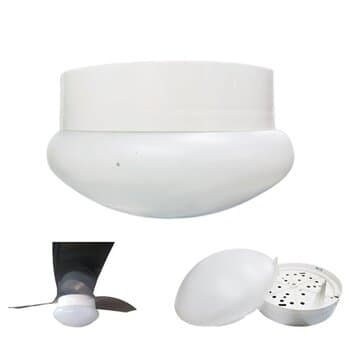 LUMINARIA PLAFON P/VENTILADOR ARGE COSMOS SOLAR, LATINA LUMEN VT633 VT673 22CM, SUPORTE P/2-SOQ. C/GLOBO CUPULA PLASTICA 220MM