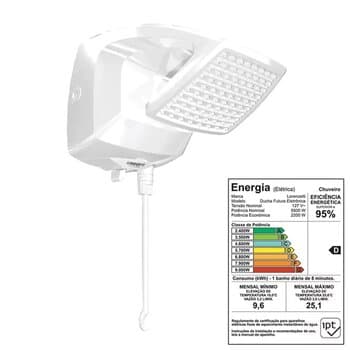 CHUVEIRO LORENZETTI - DUCHA FUTURA ELETRÔNICA 110VOLTS 5500WATTS - REGULAGEM GRADUAL DE TEMPERATURAS - DUCHA FUTURA ELETRÔNICA LORENZETTI
