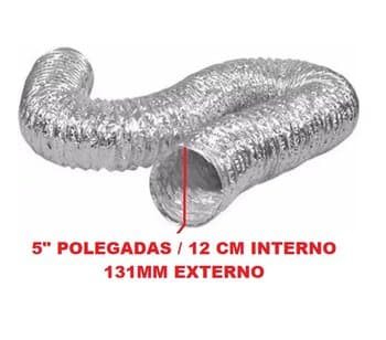 DUTO FLEXÍVEL TUBO DE ALUMÍNIO 12CM P/EXAUSTORES 120MM -*VENDIDO P/METRO- ALUDEC 6006 P/ATÉ 140C° 05POL"131MM