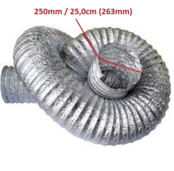 DUTO FLEXIVEL TUBO DE ALUMINIO 25CM P/EXAUSTORES 250MM -*VENDIDO P/METRO- ALUDEC 6010 P/ATÉ 140C° 10POL"250MM/263MM