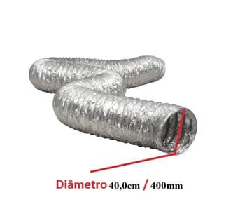 DUTO FLEXIVEL TUBO DE ALUMINIO 40CM P/EXAUSTORES 400MM -*VENDIDO P/METRO- ALUDEC 6016 P/ATÉ 140C° 16POL"406MM