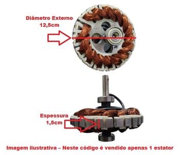 Estator Bobinado Motor Ventilador Teto Loren Sid M2/M3 220V c/2-Rolamentos 6201ZZ- Modelos M2/M3 - Usar c/Cap.03,0uF*