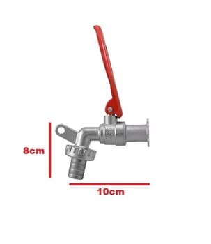 TORNEIRA ESFERA METAL P/TANQUE OU JARDIM C/TRAVA CADEADO - C/BICO FINO 1/2 P/MANGUEIRA - R./ENTRADA 3/4 - ROSCA BICO 3/4