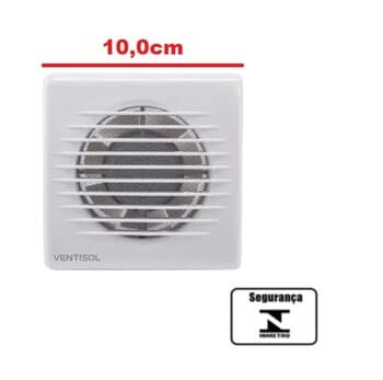 EXAUSTOR DE 10CM P/BANHEIRO RENOVADOR DE AR P/ATÉ 06M2 UN-220V10W VAZAO-00075M3/H - VENTISOL EXB100 MX AXIAL PREMIUM
