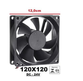 EXAUSTOR DE 12CM MICROVENTILADOR 24VOLTS - COOLER ASAFAN AXIAL 120X120X38MM 12038B-24 - 0,35A 7,2W 3200RPM 155M3/H 10,81MMCA 50DB