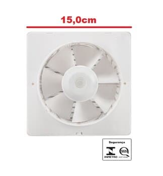 EXAUSTOR DE 15CM P/BANHEIRO RENOVADOR DE AR P/ATÉ 10M2 UN-BIV22W VAZAO-00186M3H 150MM VENTISOL EXB150MM PREMIUM