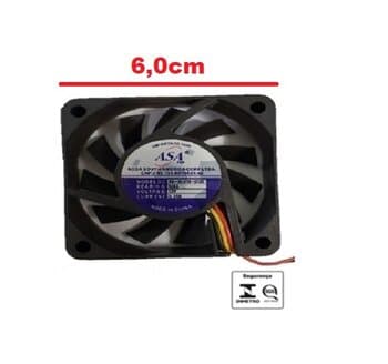 EXAUSTOR DE 06CM MICROVENTILADOR 12VOLTS - COOLER ASAFAN - 60X60X15 12V 0.16A - ASA0612UB-D72-GL