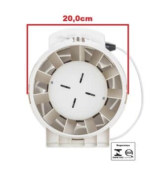EXAUSTOR DE 20CM RENOVADOR TURBO IN-LINE 220V155W 04,0UF VAZAO 01080M3/H 2350RPM VENTISOL EXL 200MM (-40°GRAUS)