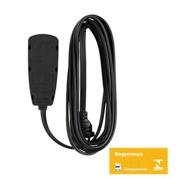 EXTENSĂO ELÉTRICA 3TOMADAS 3X0,75MM 3METROS CABO PARALELO COR PRETA - PLUG PINO MACHO 3PINOS 10A - DANEVA