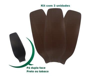 PA HELICE P/VENTILADOR DE TETO VENTISOL LEGACY INVERTER - 03UN-KIT PRETA/TABACO MDF - ESP.3,0MM L16CM C39CM