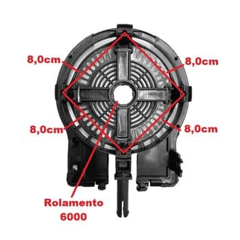 TAMPA CAMPANA DO MOTOR VENTILADOR ARGE 50/60CM DIANTEIRA DIAM.08,0CM C/PINO MODELO NOVO - ENCAIXE P/ROL-6000