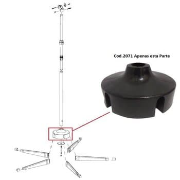 CENTRO DA BASE DA COLUNA DO VENTILADOR TRON 50/60CM PRETO - SUPORTE CENTRAL PLÁSTICO DAS COLUNAS MOD.ANTERIOR