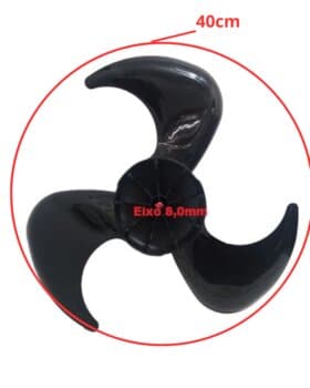 HELICE DE 40CM P/VENTILADOR ARNO 40CM 3PAS PRETA TURBO SILENCIO VERSATILE VITALITE VE55 CC91-CIRCULADOR - F08,0MM TRAVA CRUZETA S/T.TRASEIRA -