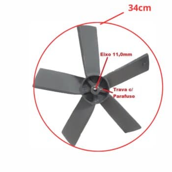 HELICE DE 34CM P/EXAUSTOR 37CM VENTISOL 5P METAL PAS ALU ENCAIXE EIXO-11,0MM PRD C/CUBO - FIXAR C/PARAF LATERAL - EX SP 37 PIN - 5PAS