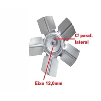 HÉLICE DE 23CM P/EXAUSTOR DE 25CM VENT AIR/VENTAIR LINHA PESADA CHURRASQUEIRA - CZA 5PÁS EIXO F12,0MM ZINCADA C/PARAF LATERAL - HEL-25CM