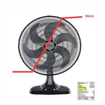 VENTILADOR DE MESA 50CM VENTISOL TURBO 110V 135W PRETO HEL-6PÁS CINZA - CONTROLE DE VELOCIDADE - SE ADAPTA NA PAREDE