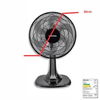 VENTILADOR DE MESA 30CM VENTISOL TURBO 110V 80W PRETO HEL-6PÁS CINZA - CONTROLE DE VELOCIDADE - ADAPTA-SE P/PAREDE