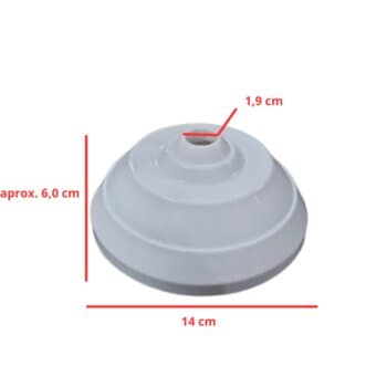 CANOPLA PLASTICA SUPERIOR BRANCA P/VENTILADOR DE TETO LOREN SID - DIAM.14,0CM - CANOPLA ARGE - SERVE P/TRON/ VENTISOL/ VENTI-DELTA, ETC...
