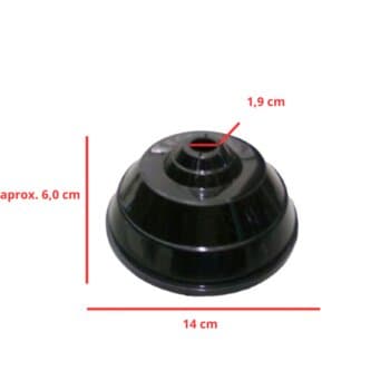 CANOPLA PLASTICA SUPERIOR P/VENTILADOR DE TETO LOREN SID COR PRETA - DIAMETRO 14,0CM - CANOPLA ARGE - SERVE P/TRON/ VENTISOL/ VENTI-DELTA, ETC...