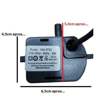 BOMBA DE ÁGUA 0180LH 110V 08,0W HMAX 0,60MT P/CLIMATIZADOR VENTISOL CLIN8 CLIN16 CLM10 CLM20 - 60HZ HM-700 QMAX.180L/H