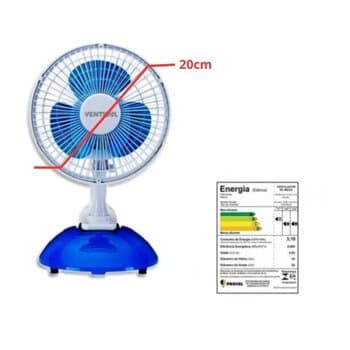VENTILADOR DE MESA 020CM VENTISOL MINI 220V BRANCO - HEL-3PAS AZUL - MINI VENTILADOR PREMIUM 20CM