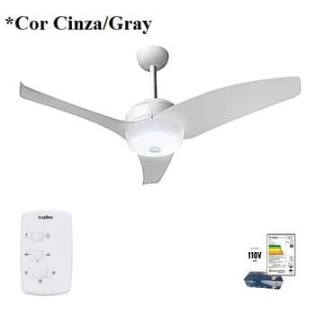 VENTILADOR DE TETO LATINA VT633 110V 130W COR CINZA CHAVE 3-VELOCIDADES - MOD.TETO M1 60HZ 230RPM