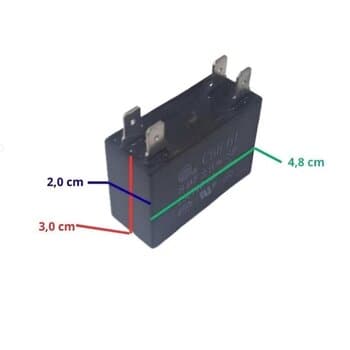 CAPACITOR 008,0UF 3/4-TERMINAIS QD 250VAC - P/VENTILADOR VENTISOL OSC COLUNA 60CM NEW MX 110V - L4,2XA2,6XC4,7CM