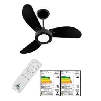 VENTILADOR DE TETO VENTI-DELTA LED 12W6500K INVERTER BIV110V-220V 55W 3PÁS MD PRETAS CONTROLE 6-VELOCIDADES