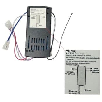 CONTROLE REMOTO VENTILADOR ALISEU INSPIRE RETRÁTIL-36 KIT-BIV110V-245V - MÓD.RECEPTOR AL431 QJ-14-15-JH 36C3Y-370*2 5510 35W + TRANSMISSOR-AL430