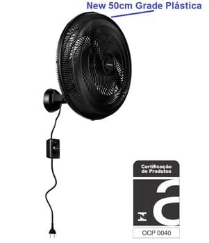 VENTILADOR DE PAREDE 050CM VENTISOL NEW 110V130W PRETO HEL-3PÁS G/PLASTICA CONTROLE 3-VEL