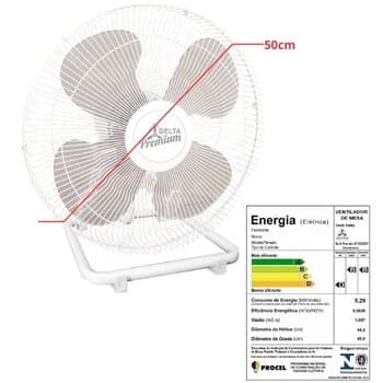 VENTILADOR DE MESA 050CM VENTI-DELTA PREMIUM BIV 170W BRANCO HEL-4PAS G/METAL - CONTROLE DE VELOCIDADE