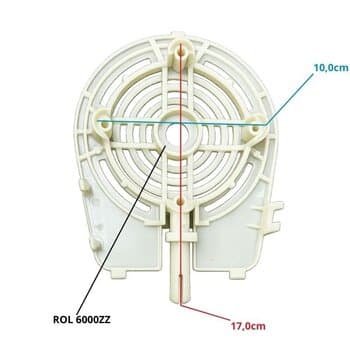 Tampa do Motor Ventilador Tron Osci AT 50/60cm - Base Dianteira de Nylon c/Cabo Oscilante Branca - Encaixe p/Rol-6000ZZ