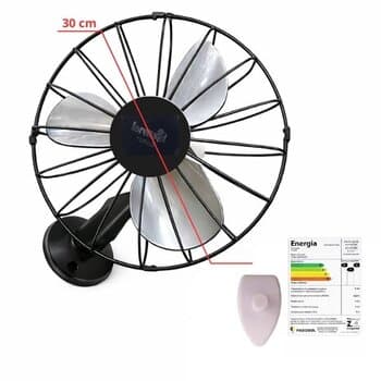 VENTILADOR DE PAREDE 030CM LOREN SID TURBO 220V135W PRETO HEL-3PÁS G/METAL+ABERTA CONTROLE DE VELOCIDADE