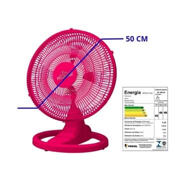 VENTILADOR DE MESA 050CM VENTI-DELTA PREMIUM BIV 170W ROSA HEL-6PAS G/PLASTICA - CONTROLE DE VELOCIDADE - MESA OU PAREDE