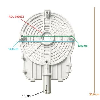 Tampa do Motor Ventilador Tron OSCILANTE NO 50/60cm Dianteira - Base de Nylon C/Cabo Osci N.O. BRANCA - Encaixe P/Rol-6000Zz