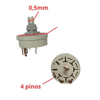 CHAVE DIMER INTERRUPTOR ROTATIVO 4FIOS 3VEL BIV A16B2E1SY MG.37000 ARNO VE55 FD40 FD30 VD40 VD30 NV32 MF, MONDIAL 4TERMINAIS - *SEM BOTĂO