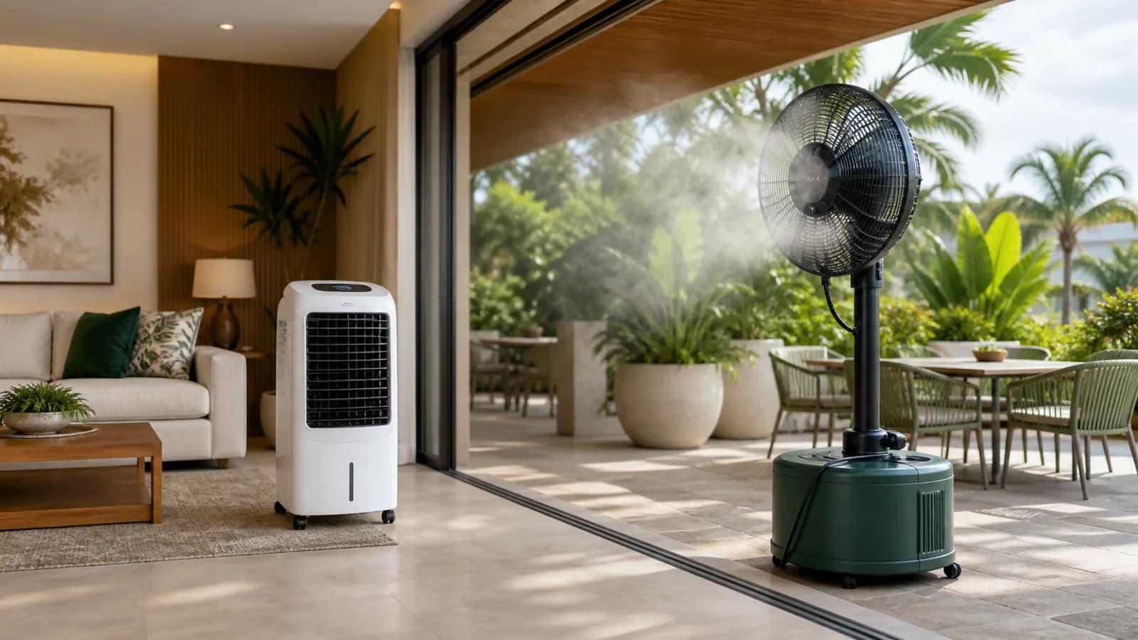 Comparação entre climatizador evaporativo em ambiente interno ventilado e sistema de névoa em área externa