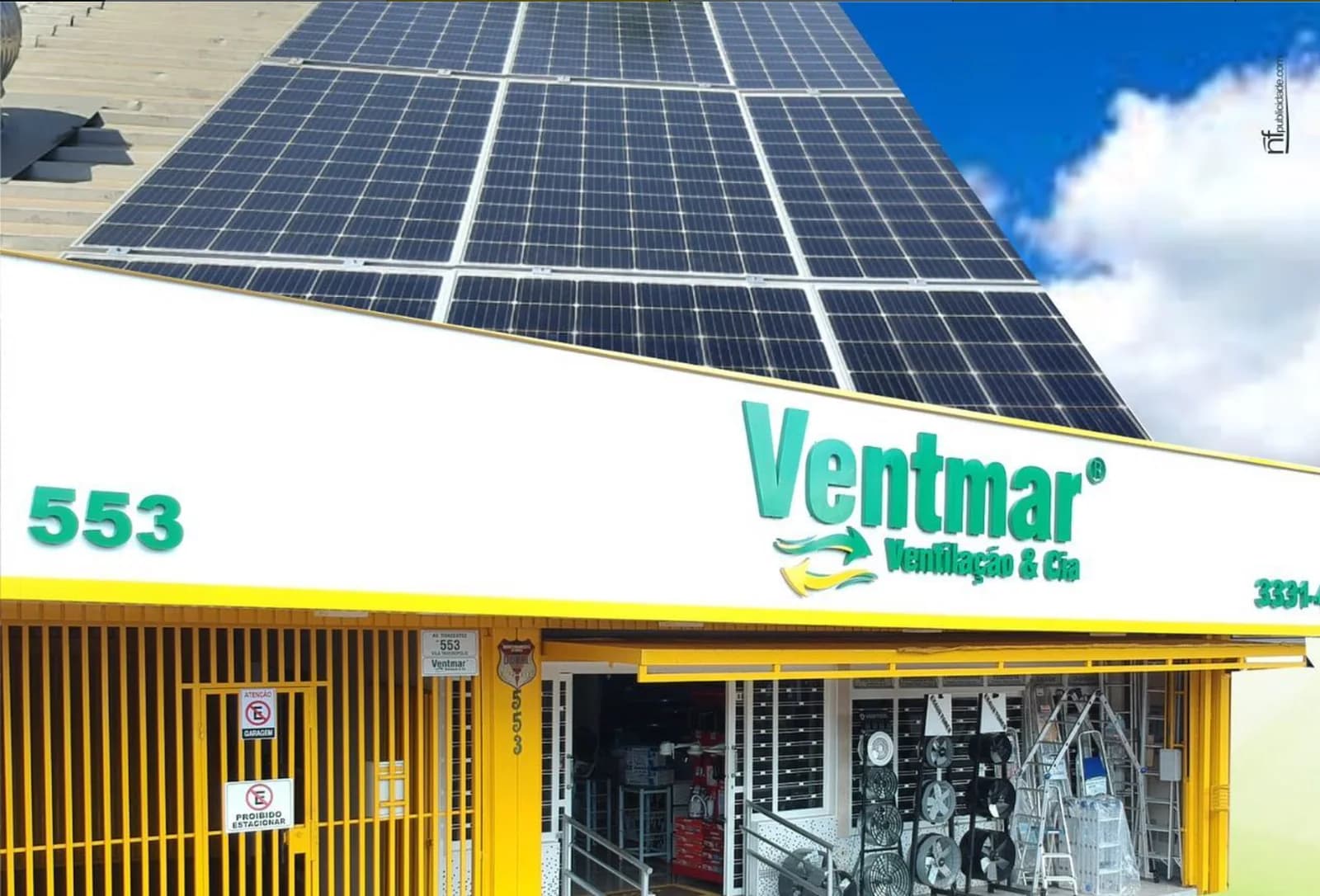 Painéis solares instalados sobre a unidade Ventmar