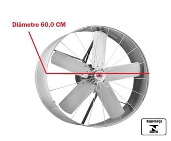 EXAUSTOR DE 60CM VENTI-DELTA COMERCIAL CINZA 110V20,0UF VAZĂO 09000M3/H 1580RPM 1/3CV 76DB 25MMCA - C/CHAVE DE REVERSĂO