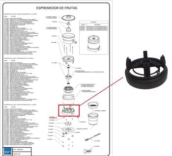 Base do Corpo do Motor Extrator Espremedor de Sucos Tron - Parte Inferior - Modelos Super Master Plus - Usar c/Rol.6201 - Diâm.Ext.00,0cm - Distância entre Prisioneiros 00,0cm