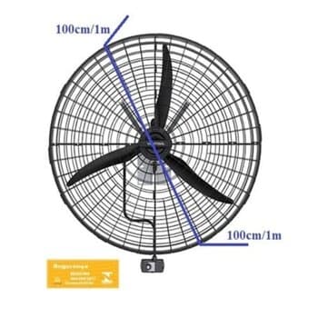 Ventilador de Parede 100cm Ventisol Fixo p/AVIARIO 1-Metro MF-220V08,0UF 1/2CV 1.100rpm Vazao 18.000M3/H C/CV 3VEL G/PL - VP1M2 PREMIUM Industrial